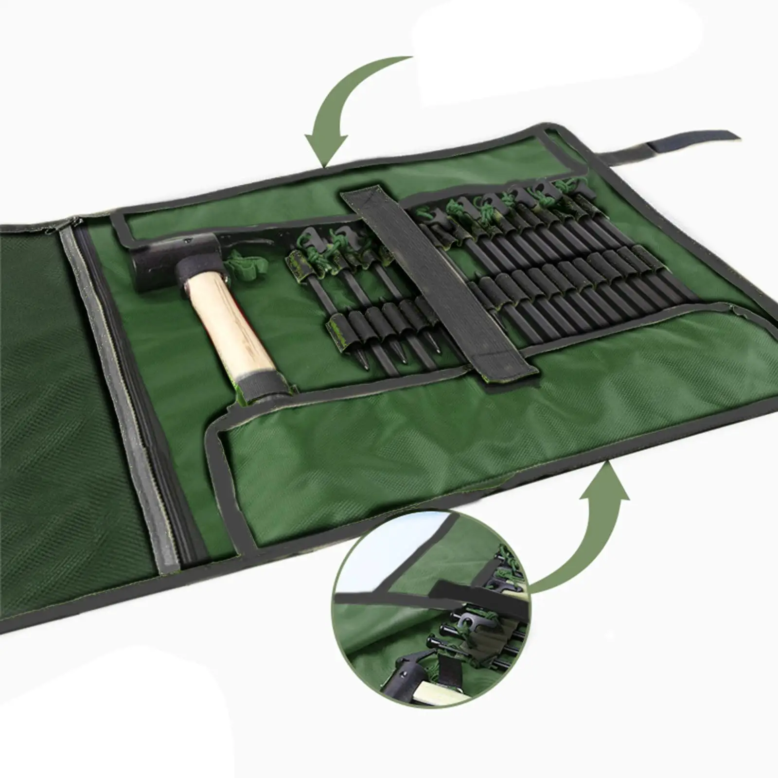 

Camping Peg Storage Bag Toolkit Pegs Pouch Nail Holder Tent Accessories Hammer Roll Bags Waterproof Breathable Portable