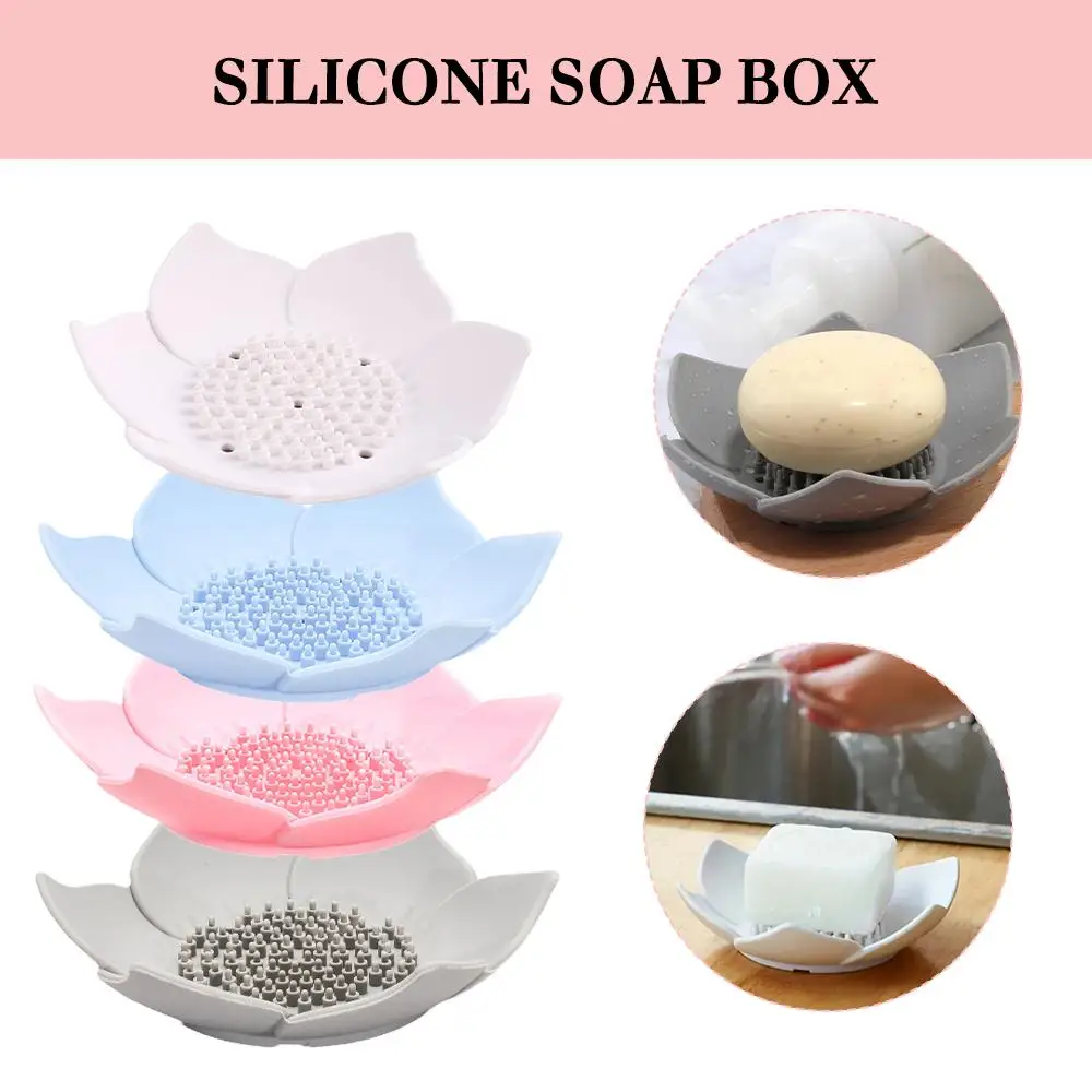 

Newest Soap Box Shape Non-slip Portable Silicone For Draining Soap Tray Draining Soap Dish Bathroom Accessories L0T3