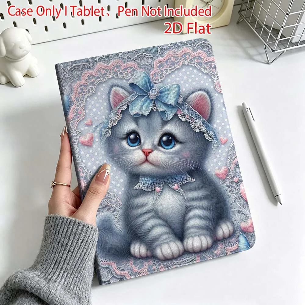 Популярный чехол для планшетов Huawei MediaPad MatePad Honor Pro V6 9 V8 X9 12 X 13.3 SE 11 11.5 дюймов с мультяшным синим котенком и кружевным сердечком (art.: 3920db9acf314) - 3920db9acf314