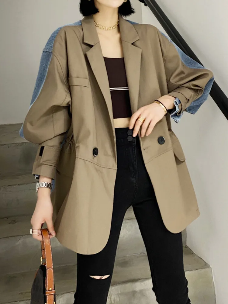 Женский Джинсовый блейзер на завязках DEAT джинсовый пиджак составного кроя с