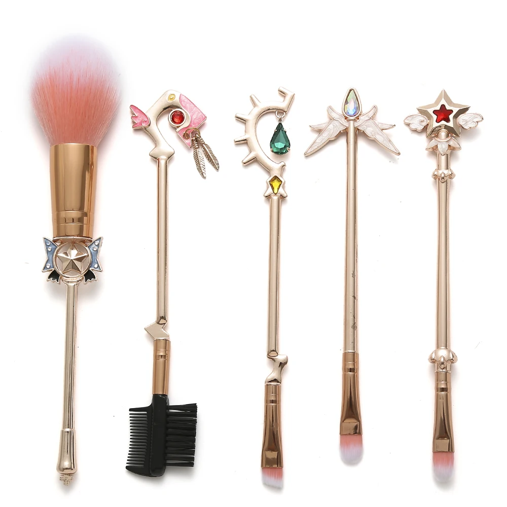 

5pcs/set Anime Sailor Moon Wand Makeup Brushes Set Cosplay Tsukino Usagi Makeup Tool Women Foundation Blush Eyeshadow Brushes