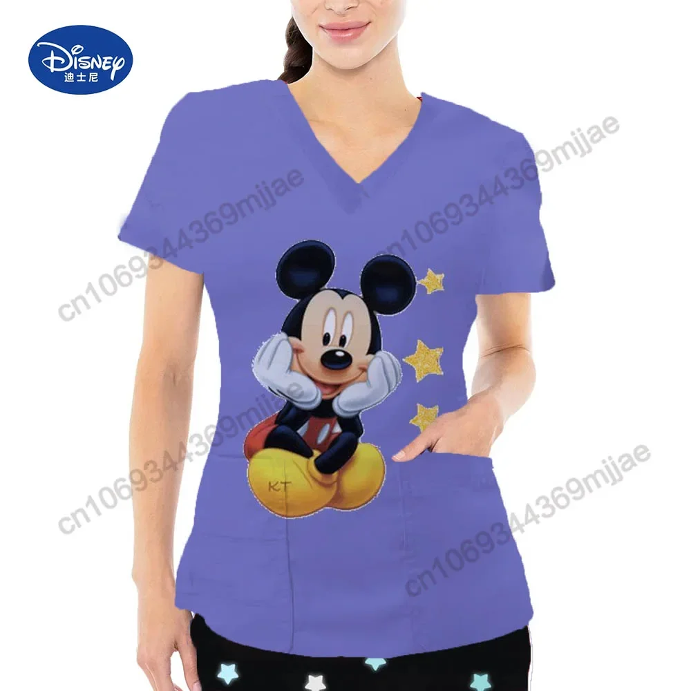Кроп-топ униформа медсестры Y2k топы с V-образным вырезом Футболка Аниме