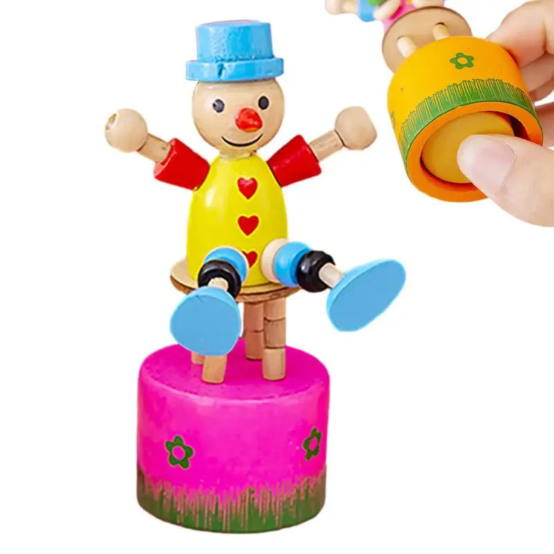 

Wooden Push Up Toy Art The Clown Figure Swing Clown Toy Finger Puppet Function For Children's Toy Home Decoration New Year's