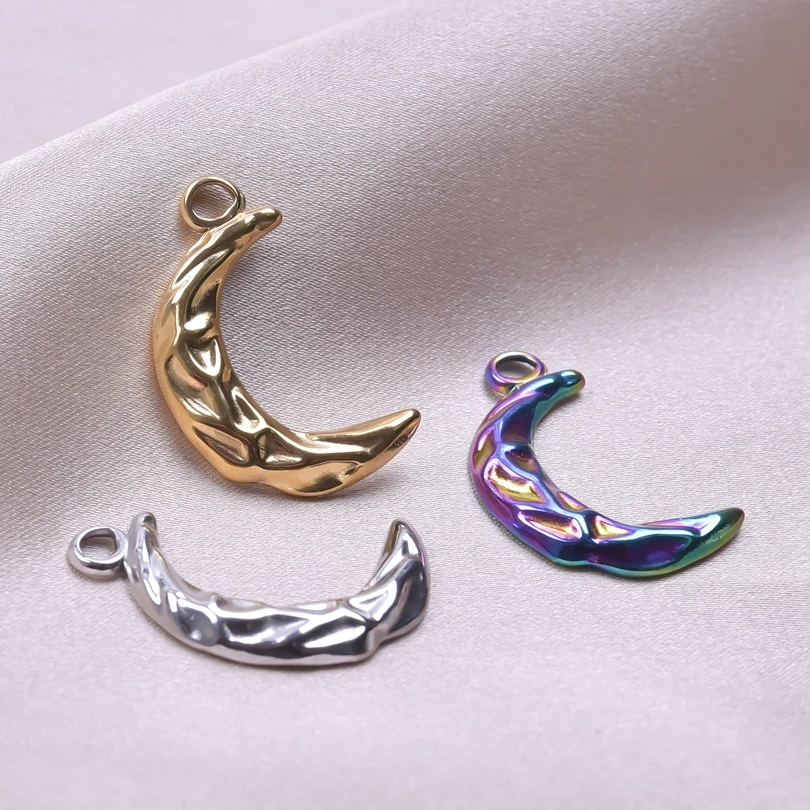 

Titanium Steel Crescent Moon Charms Trendy Pendant DIY Charm for Jewelry Making Necklace for Women,Craft Earring Materials Bulk
