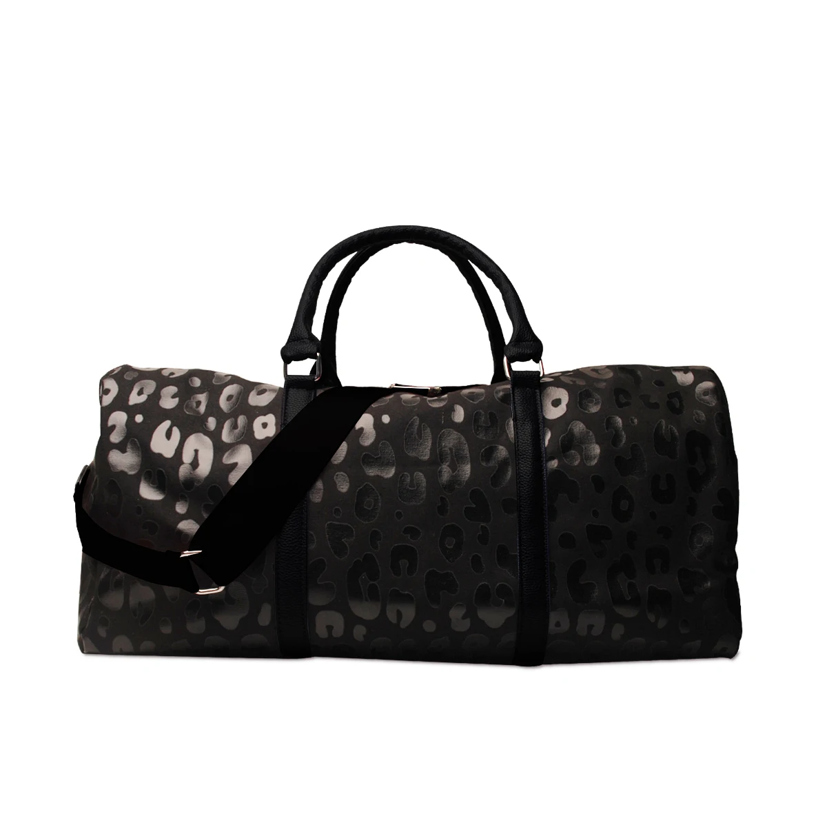 Weekend Black Leopard Canvas Duffle Totes Cheetah Animal Travelling Bag Large Sports Holiday Duffle Bag Overnight Girls Domil