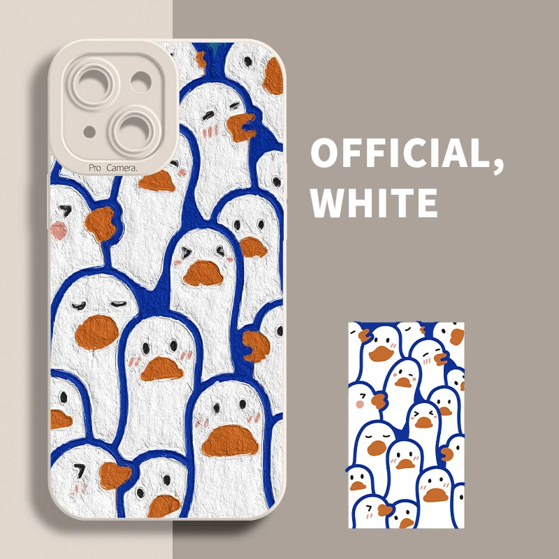 

Oil Painting Cartoon Duck Case for IPhone 13 12 11 Pro Max Mini X XS XR 7 8 Plus Liquid Silicone Full Screen Duck IPhone Case
