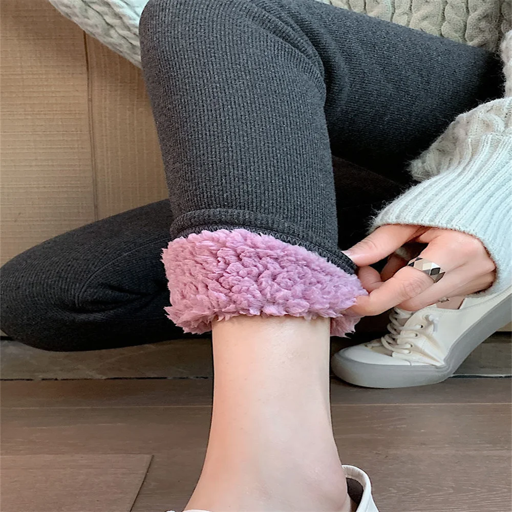 Женские утепленные леггинсы из овечьей шерсти повседневные облегающие теплые