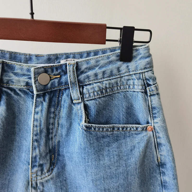 Wide Leg Denim Shorts for Women's Korean All-match Retro High Waisted Slim Slit Hot Pants 2023 Summer New Fashion Casual Clothes