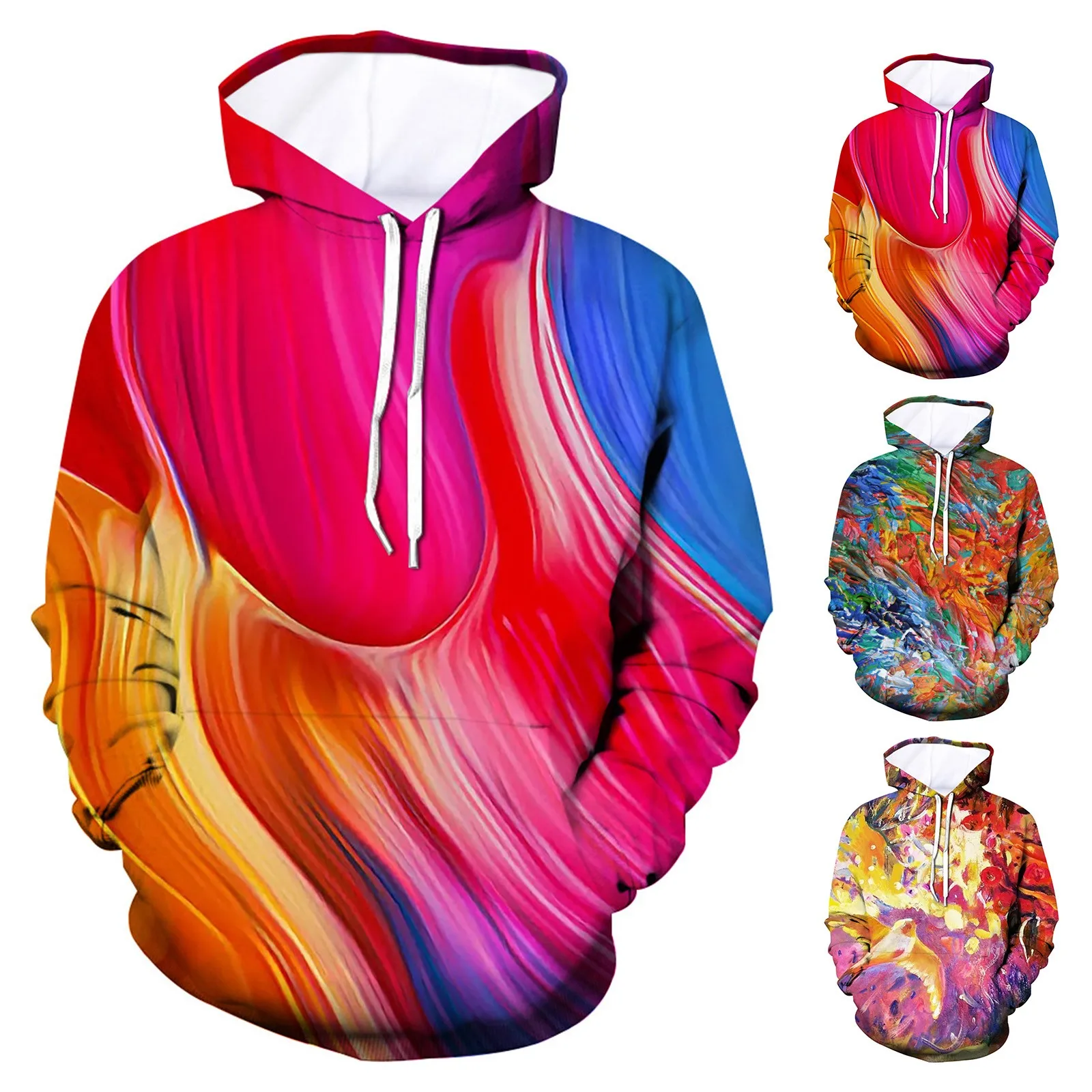 

Женская свободная толстовка с длинным рукавом и 3D принтом, легкая Толстовка на завязках, Повседневный пуловер, блузка