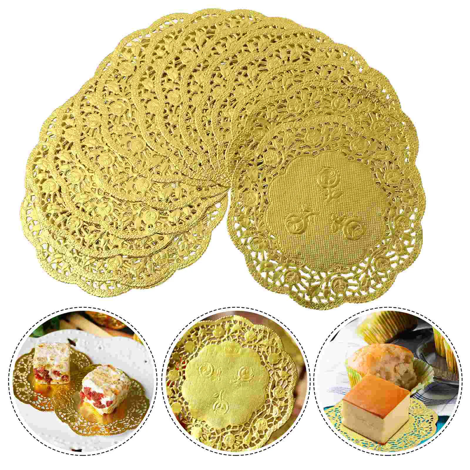 

100pcs Paper Cake Doilies Round Decorative Cake Dessert Paper Placemat Oil Absorbing Cake Muffin Sheets for Home Bakery Shop