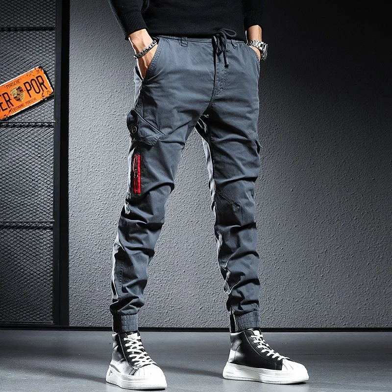 Fashion 2023 Tactical Cargo Pants Men Cotton Sport Joggers Streetwear Casual Slim Fit Drawstring Trousers