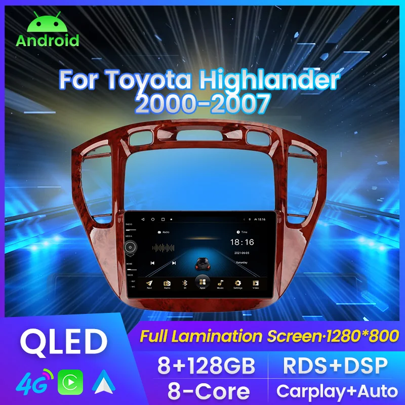 

car intelligent system For Toyota Highlander 1 XU20 2001 - 2007 Car Radio Multimedia Player For Carplay Android Auto WIFI RDS bt