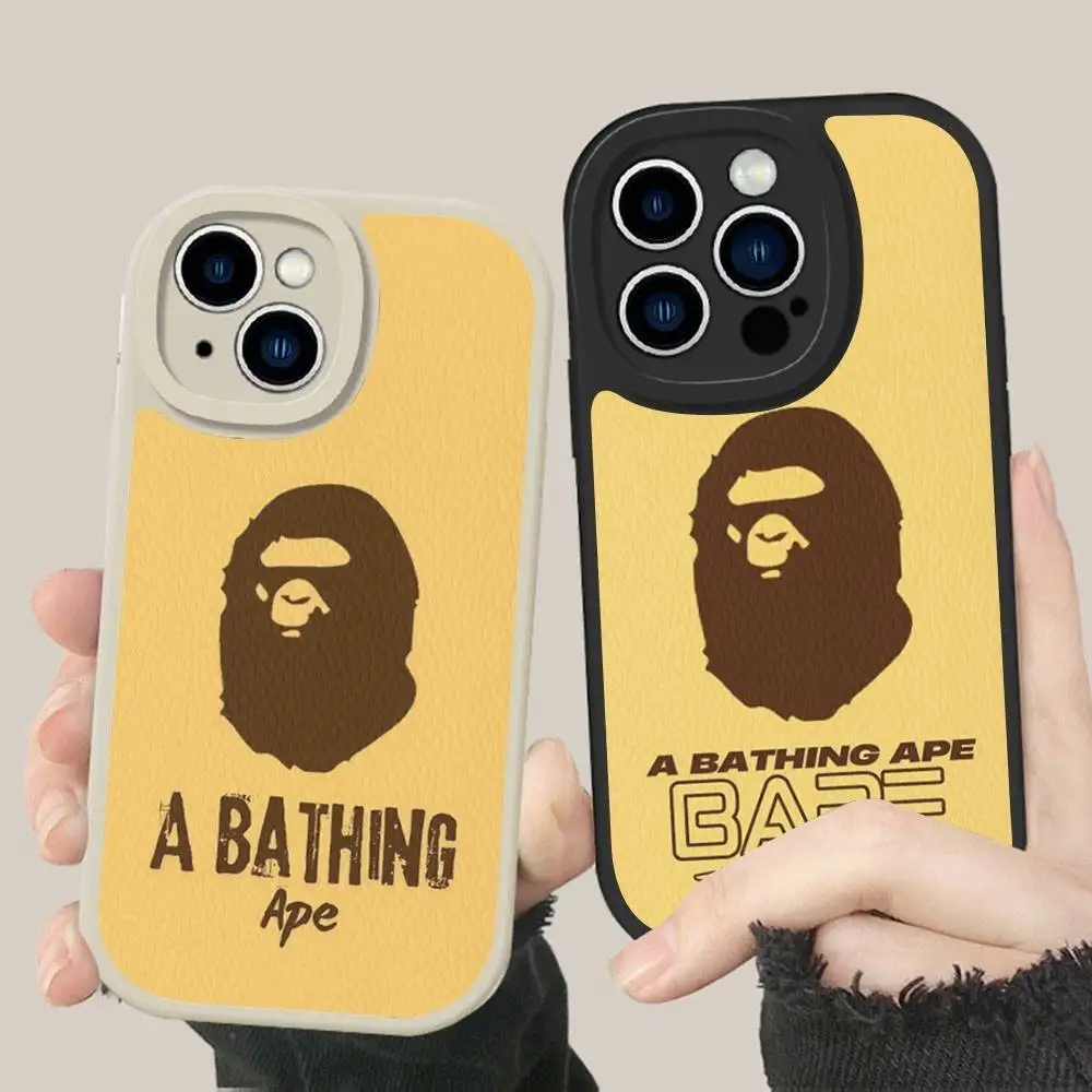 Фото Милый мультяшный чехол для телефона с обезьянкой B-Bape для iPhone 16 15 14 11 12 13 Pro Max Plus, кожаный чехол-накладка №4