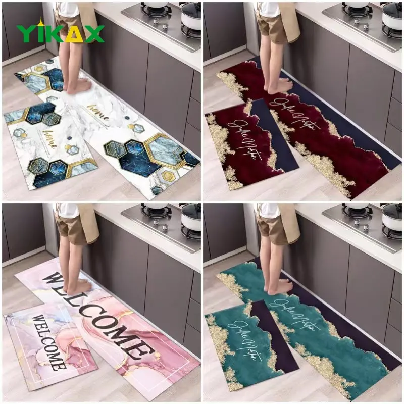 

Nordic Style Rugs Fashionable Long Strip Simple Kitchen Floor Mat Household Doormat Modern Home Decor Welcome Letter Carpet