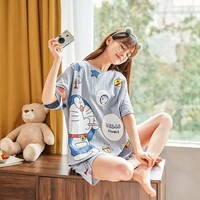 summer women pajamas set 2 piece cartoon short sleeve home clothes sin cat anime pijamas 2022 sport outwear loungewear for girl