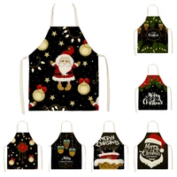 home christmas series santa claus elk christmas tree printed apron kitchen antifouling apron aprons for women baking accessories