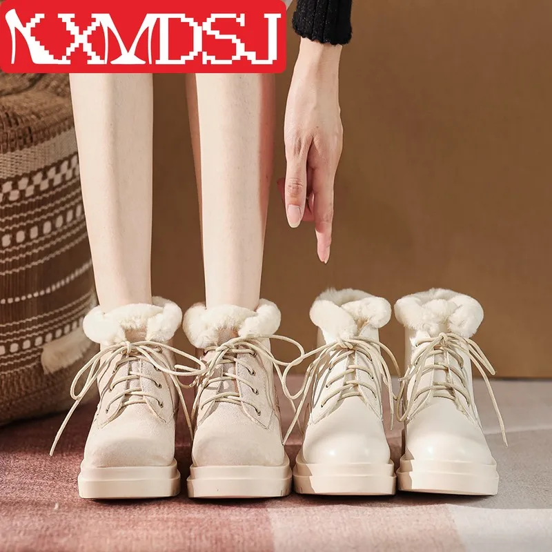 

2022Winter Martin Boots Short Boots Women Lace-up Leather Women Boots Non-slip Lightweight Platform Women Boots Warm Boots Suede