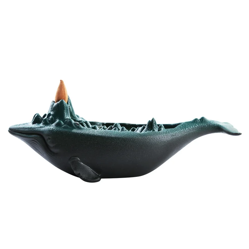 

Whale backflow incense burner ceramic household indoor chentan aroma tea ceremony home decoration Incense holder backflow rod