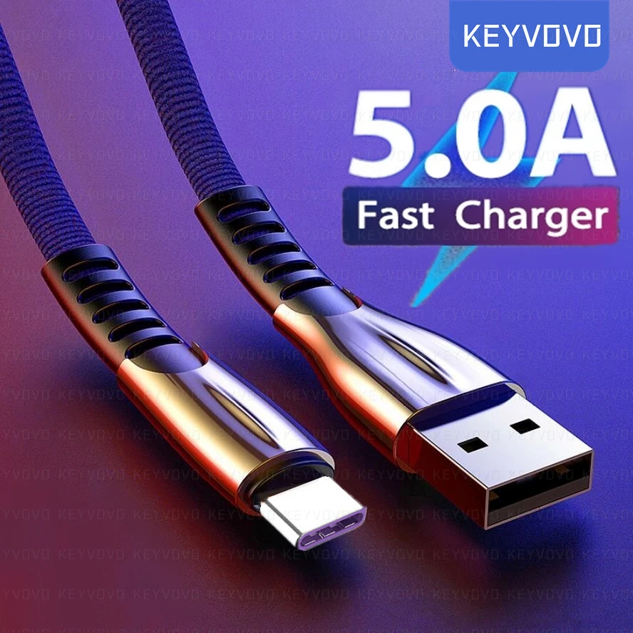 

5A Super Quick Charging USB Type C Cable For Samsung Xiaomi Mi Huawei 3A QC3.0 Metal Zinc Alloy USB-C Phone Charger Type-C 40W