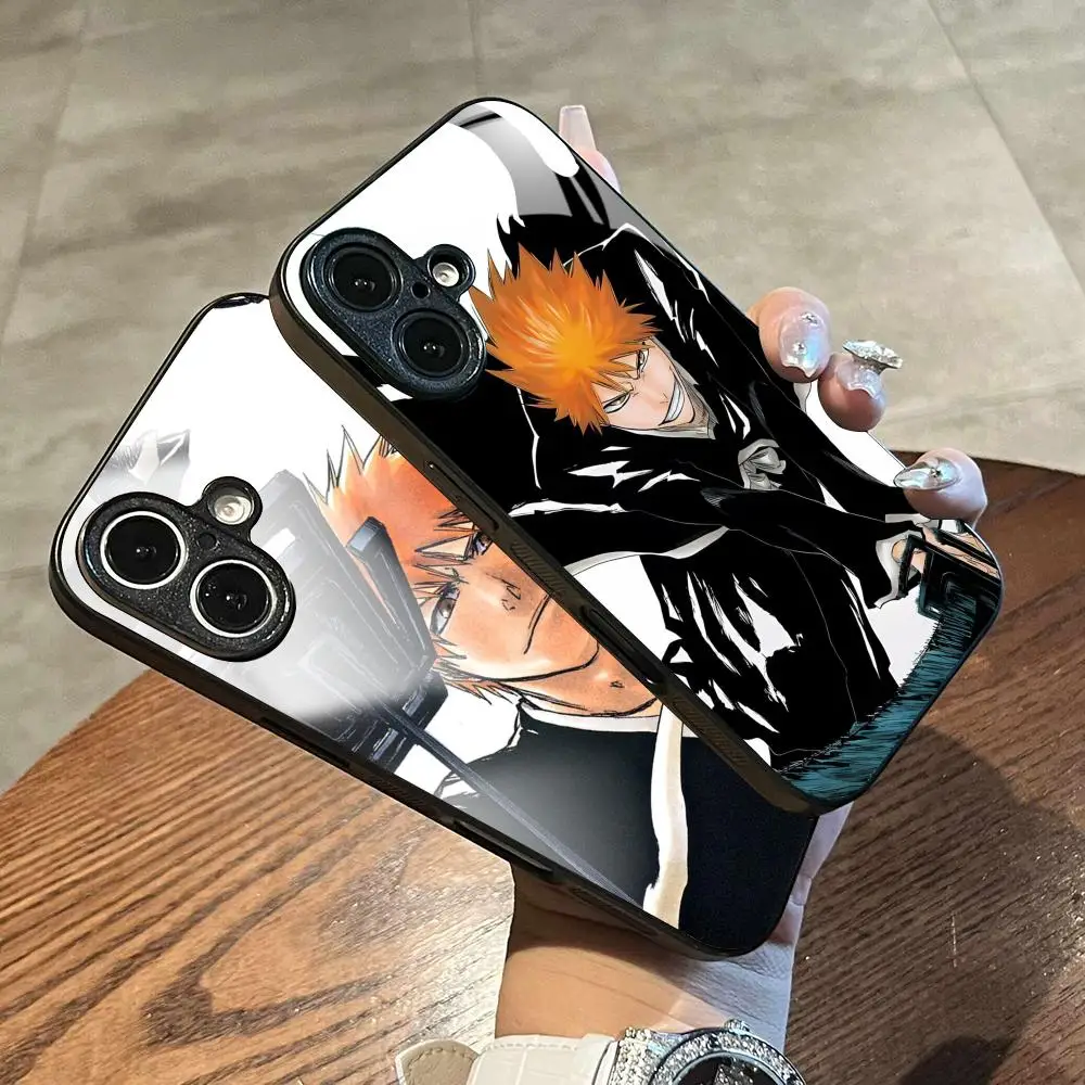 Фото Классический чехол для телефона с постером аниме Hot Blood Bleach для iPhone 17 Air, 16, 15, 14, 13, 12, 11 Plus, Mini, Pro, Max, стеклянный магнитный чехол №2