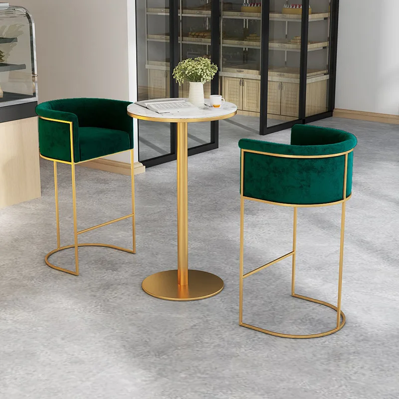 

Bar Chairs Nordic Bar Chairs Customized Simple Luxury Bar Stool Iron High Stool Backrest Front Desk Chair Home High Feet Stool