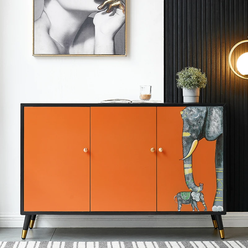 

TLL Entrance Cabinet Modern Minimalist Living Room Light Luxury Solid Wood Sideboard Shoe Cabinet