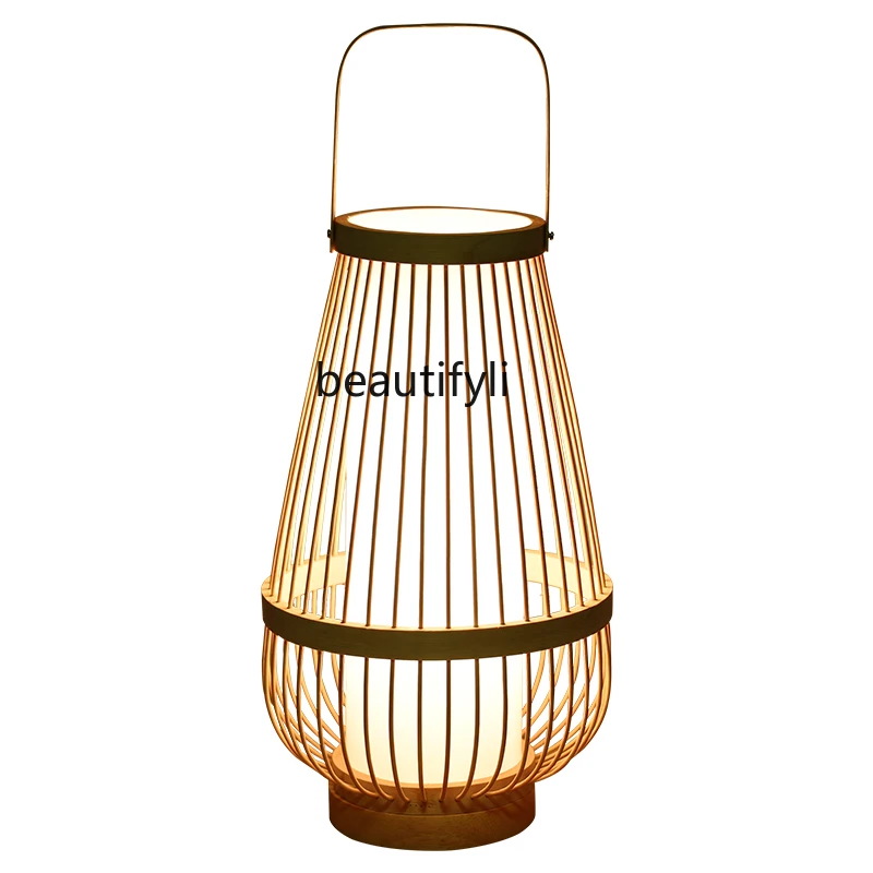 

LBX Zen Bedroom Bamboo Bedside New Chinese Bed & Breakfast Tea Room Bamboo Lamp Table Lamp