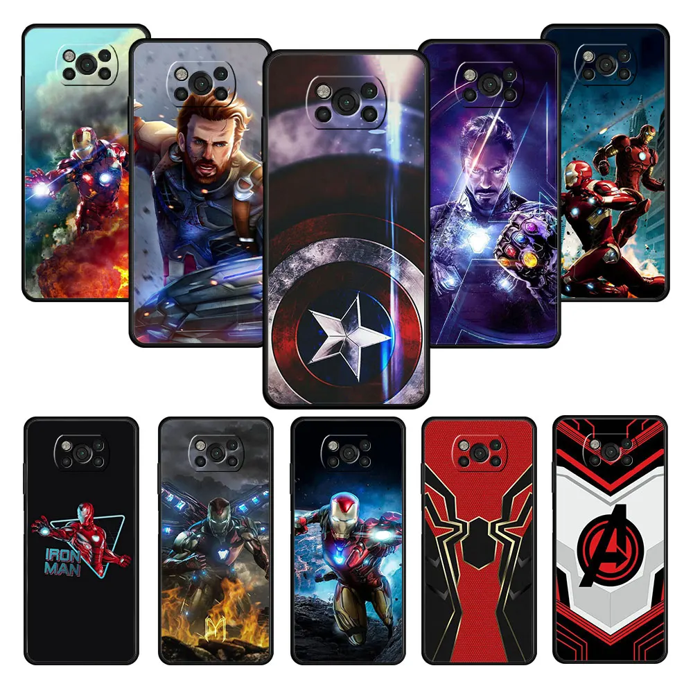 

Phone Case For Xiaomi POCO 11T F4 GT 9T M4 Pro 5G X4 MI 11 lite F3 M3 X3 NFC 10T Iron Man Marvel Avengers Silicon Shell