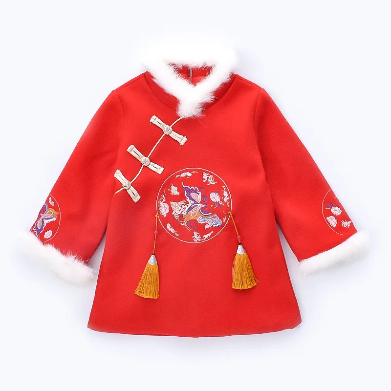 Осенне-зимний детский Китайский милый костюм Ципао Тан детское Новогоднее