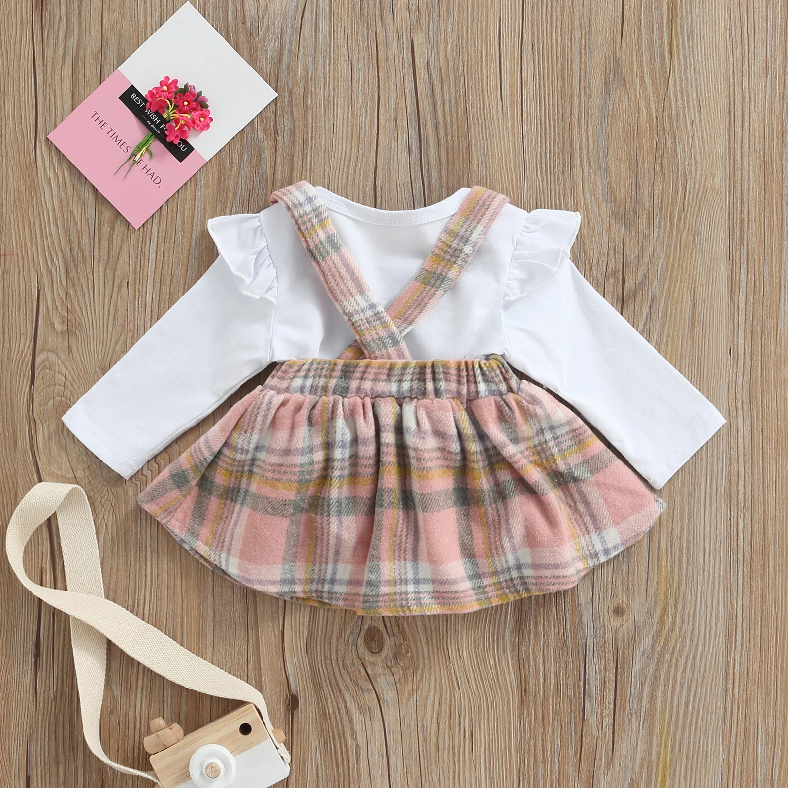 Костюм из двух предметов для маленьких девочек комбинезон с оборками и длинным