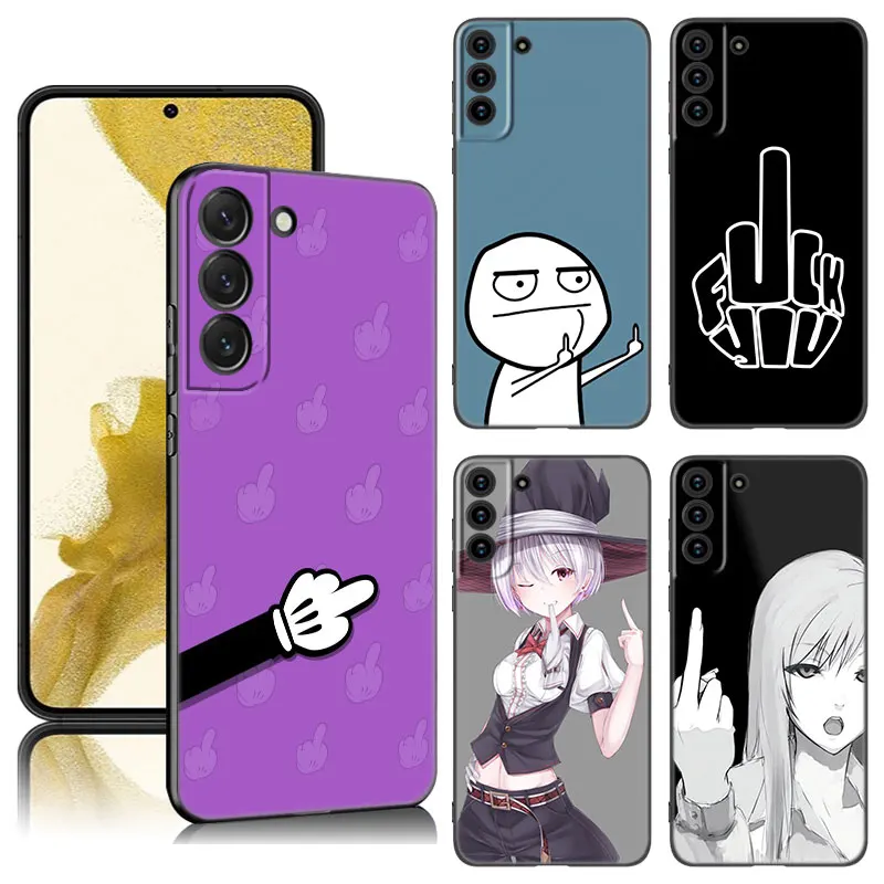 

Cartoon Middle Finger Phone Case For Samsung Galaxy S20 S21 S22 S23 Ultra FE S10E S10 Lite S8 S9 Plus S6 S7 Edge Silicone Cover