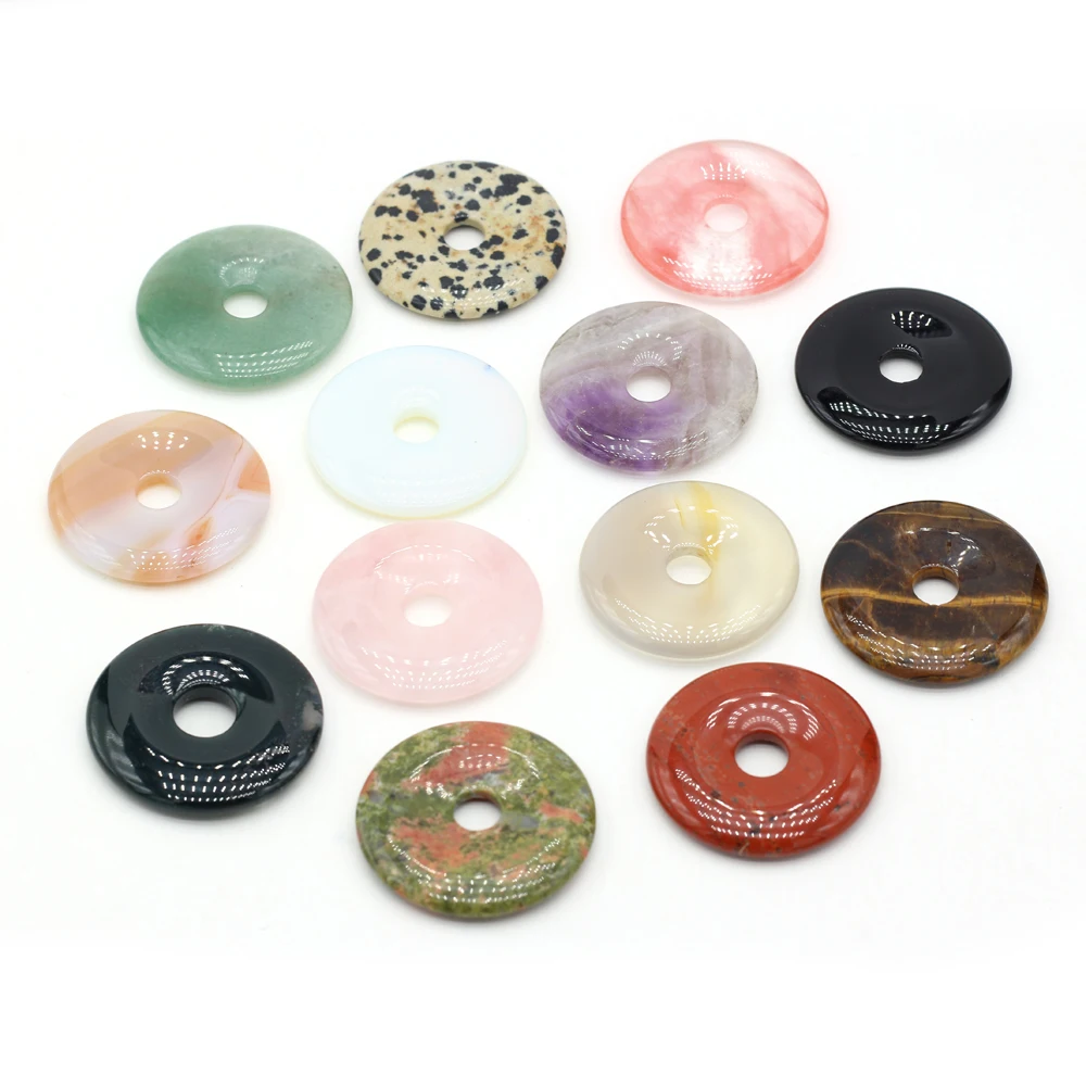 

Wholesale Natural Semi-precious Stone Semi-circular Hole Bead Pendant Necklace Earrings Jewelry Making Gift Free Shipping 6PCS