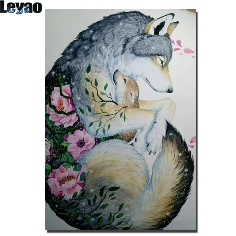 

5D алмазная живопись, украшение, живопись волка и куб, искусство, наборы для вышивки крестиком для спальни