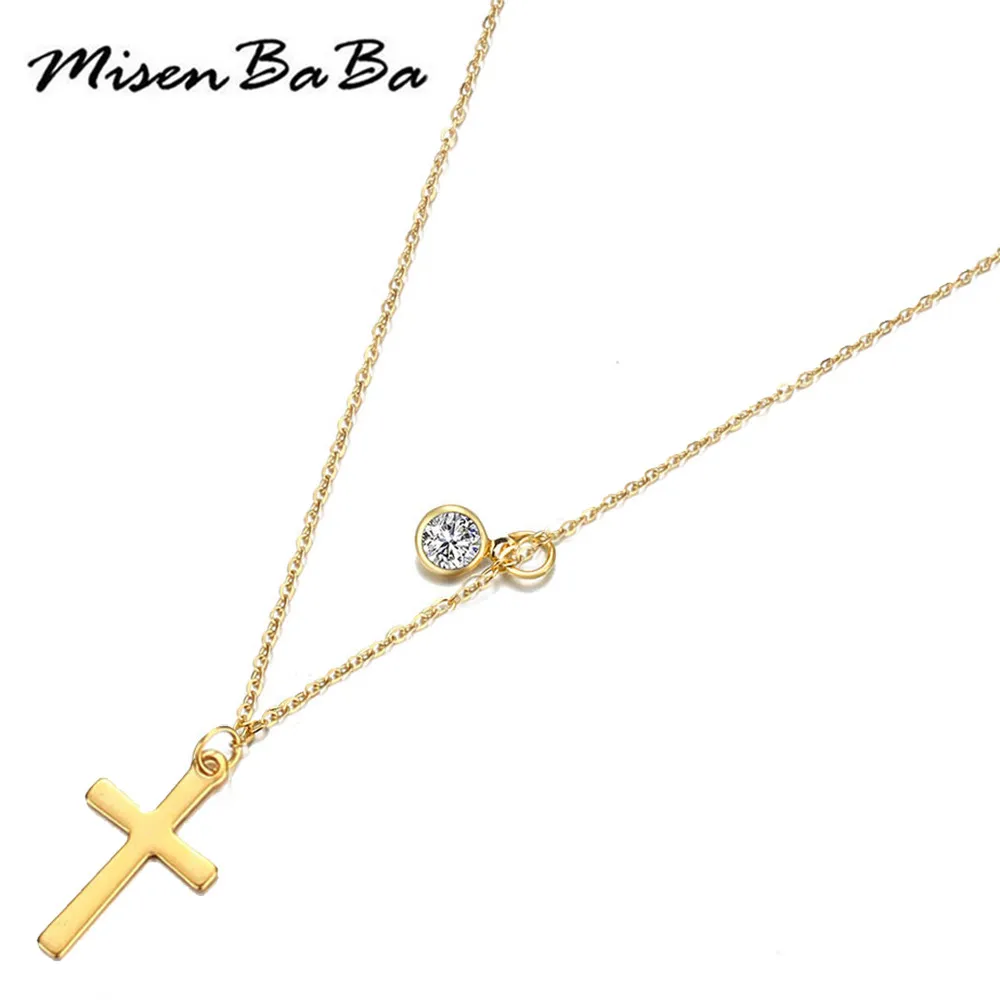 

MisenBaBa Simple Stainless Steel Protestant Christian Blank Cross Pendant Necklaces For Women Girls Religion Jewelry Gifts