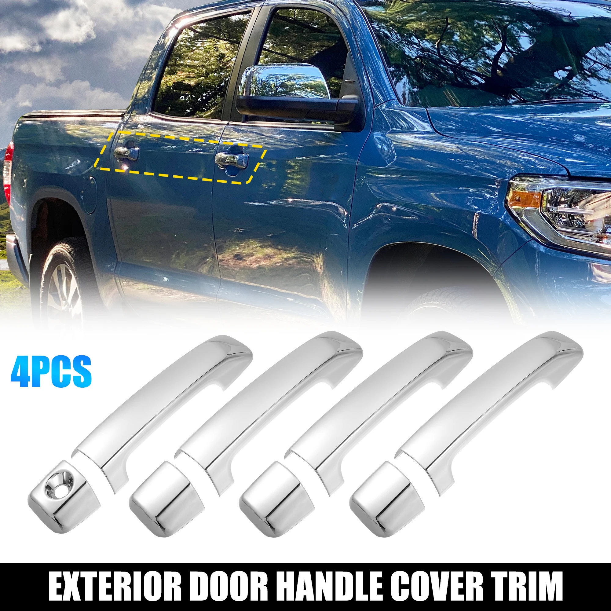 Uxcell 4 шт. хромированный Наружный боковой Чехол на дверную ручку, отделка для Toyota Tundra 2007-2020, наружная крышка дверной ручки ABS