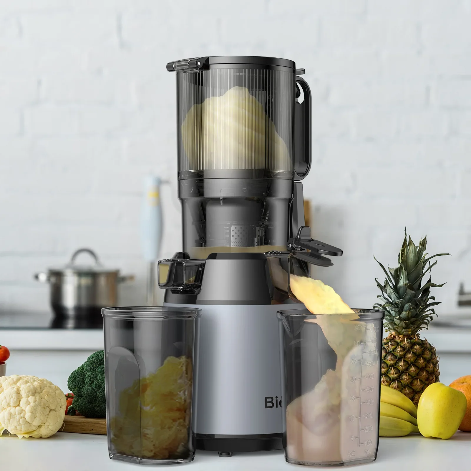 Фото Соковыжималка Slow Juicer FirmHome Store с ультрашироким горлышком 130 мм и большой емкостью для свежих соков №2
