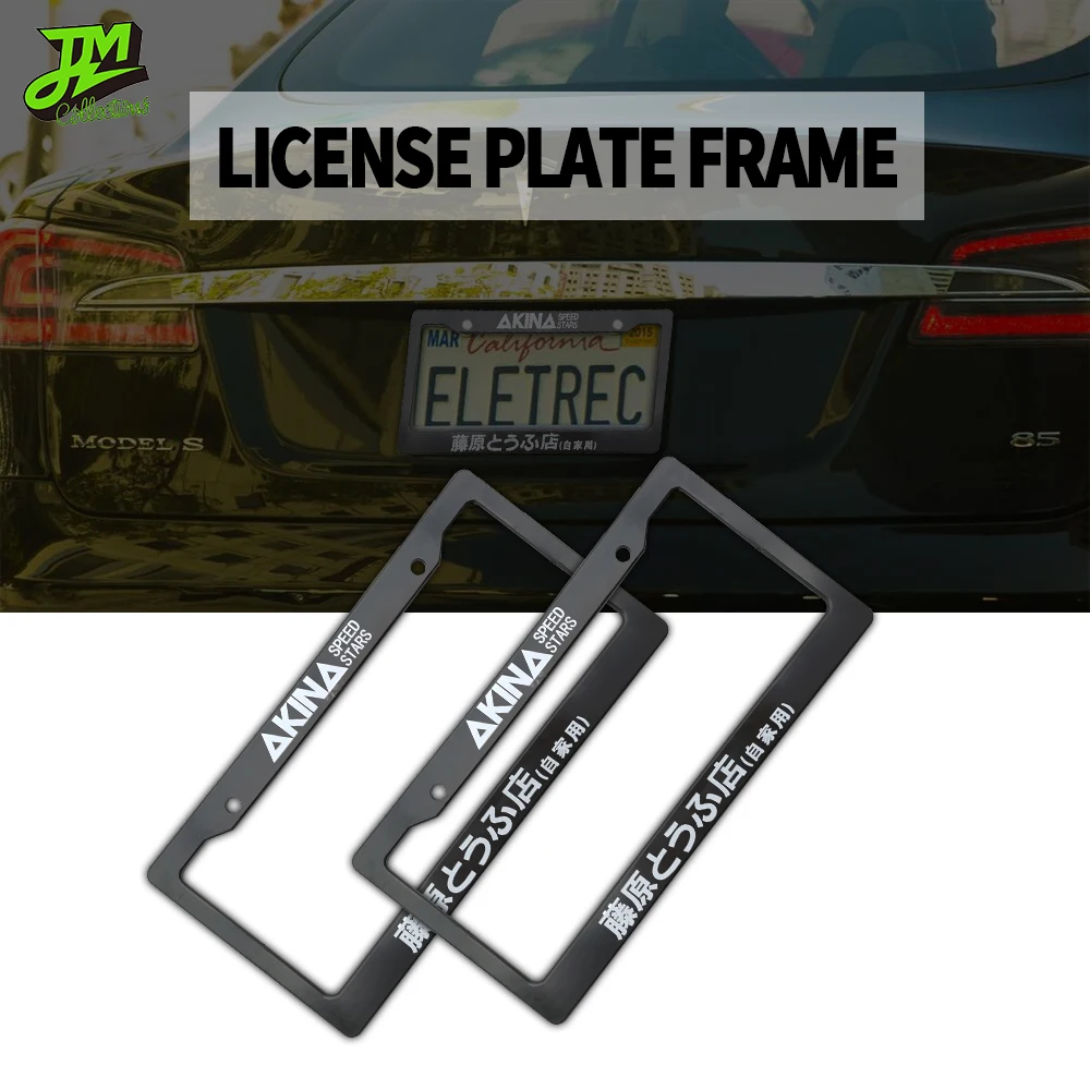 

2PCS Newest Car License Plate Frame USA Standard ABS JDM Racing For Initial D Fujiwara Tofu Shop Number Plate Frame Accessories