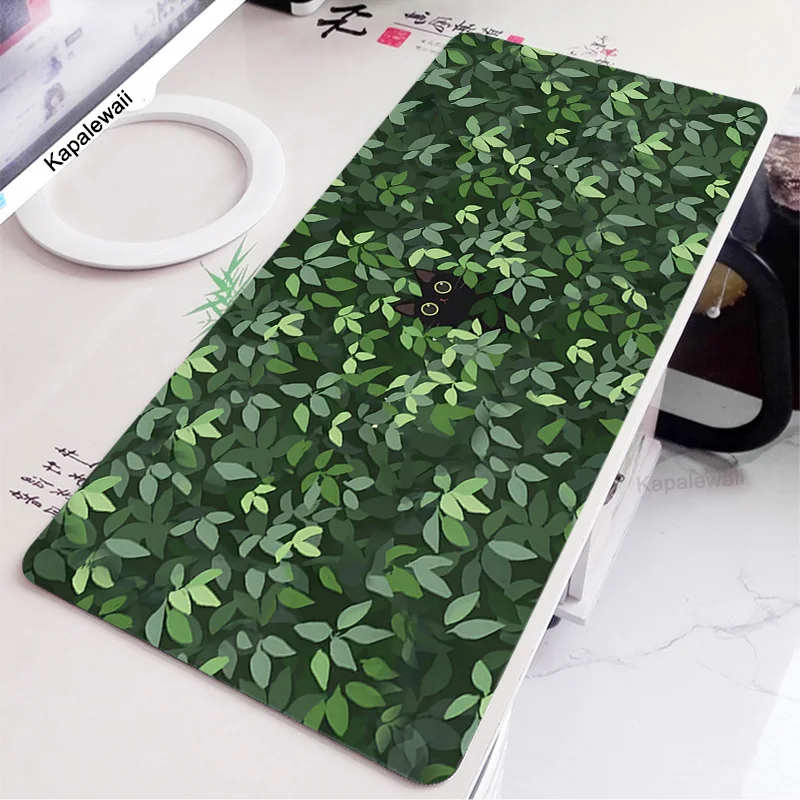 

Kawaii Cat Mouse Pad Gamer Deskmat Green Plant Gaming Mousepad Kawaii Desk Accessories Desk Pad Office Carpet Desk Mat 900x400