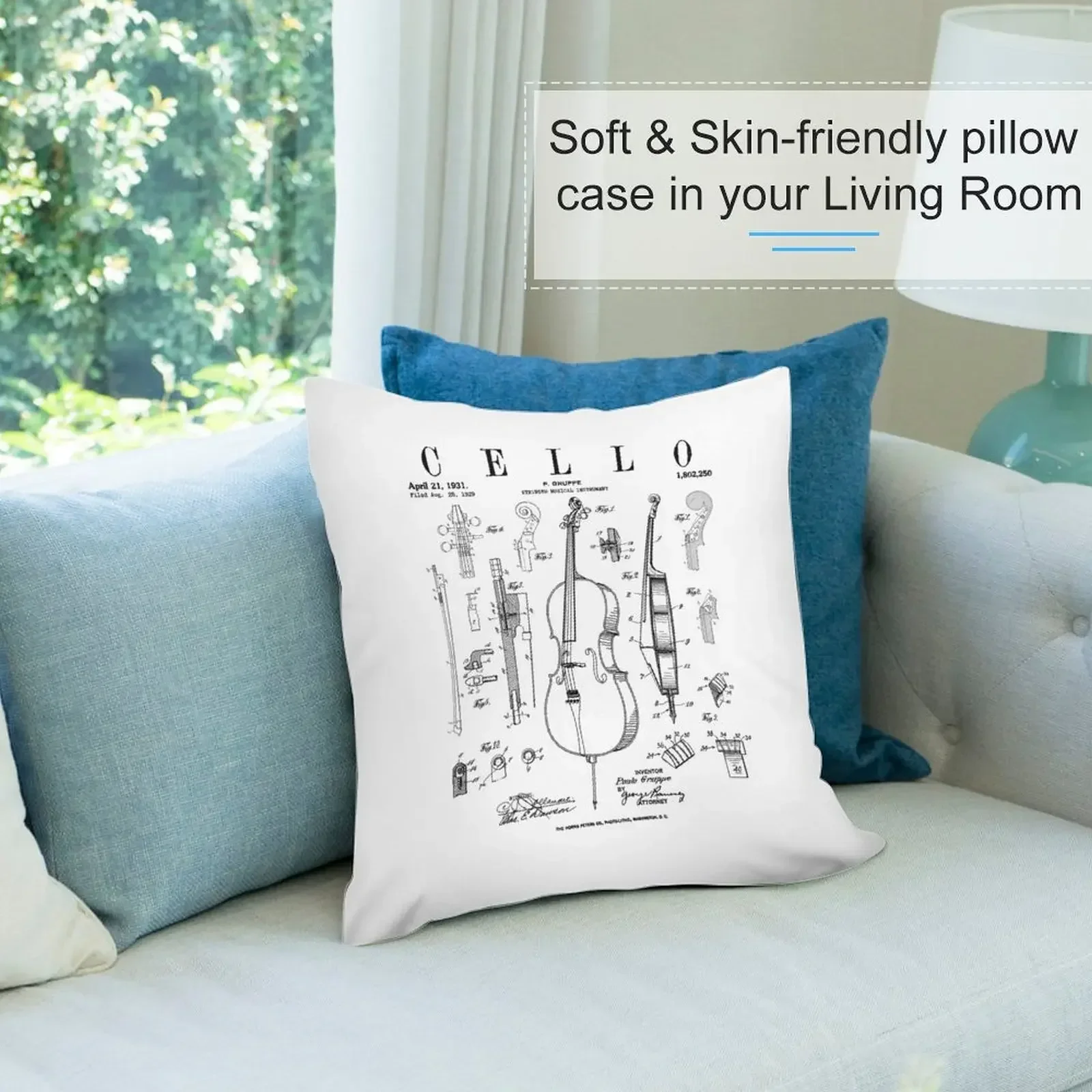 Винтажная патентная подушка с рисунком целлогоста для виолончели чехол подушки