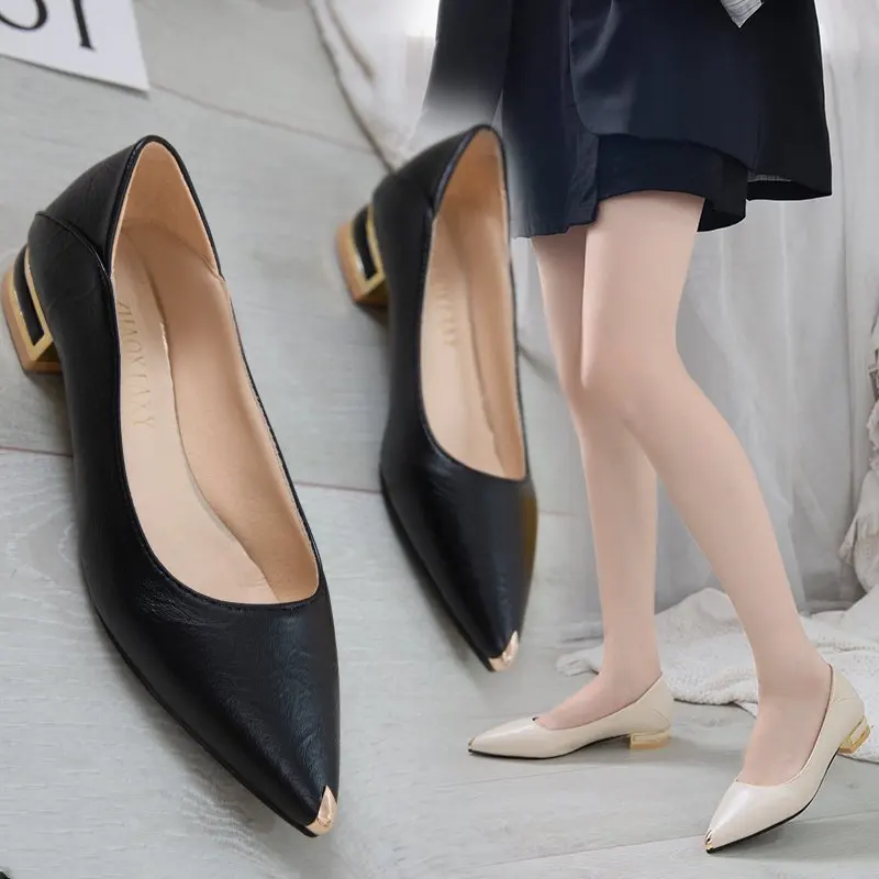 

2020 New Women Flats Gold Pointed Toe Slip on Flat Shoes Black Office Lady Shoes For Ladies Loafers Low Heel Zapatos mujer 8750N