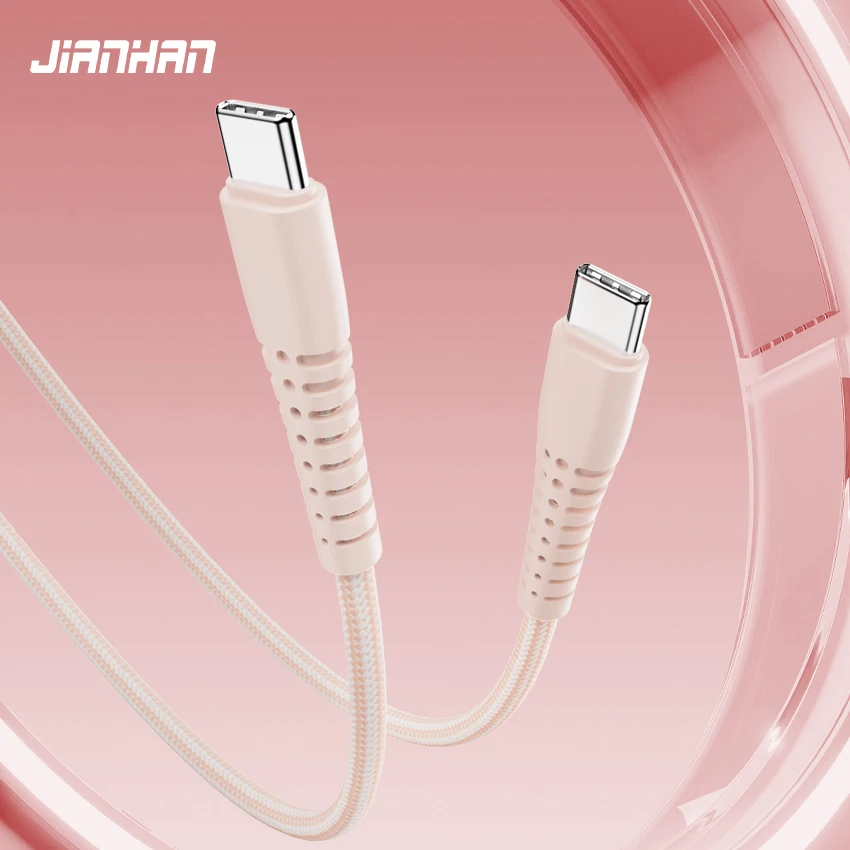 Фото JianHan Кабель USB C — USB C для iPhone 15 Plus Pro Max 60 Вт PD Кабель для быстрой зарядки типа C для Macbook Xiaomi Samsung LG №1