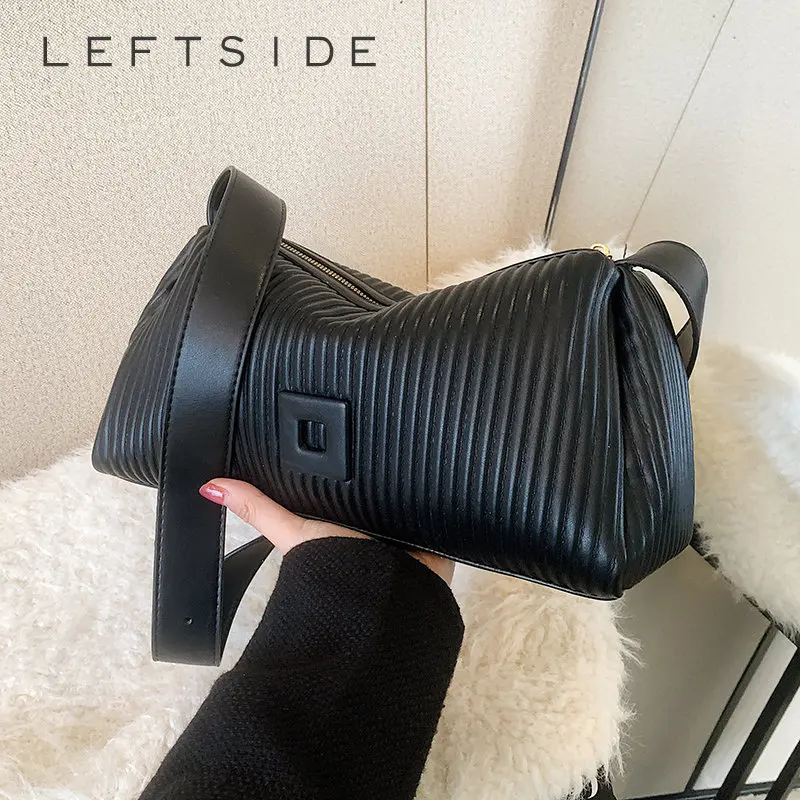 

LEFTSIDE, сумки через плечо для женщин 2023, однотонная кожаная дизайнерская маленькая сумка Хобо, сумки и кошельки со складками