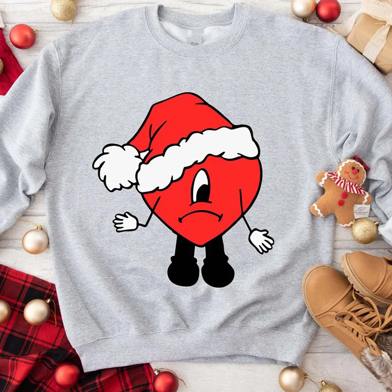 

Funny Bad Bunny Merry Christmas Women Sweatshirt O Neck Hoodies Female Fashion Winter Clothes Holiday Gift Aesthetic Clothes
