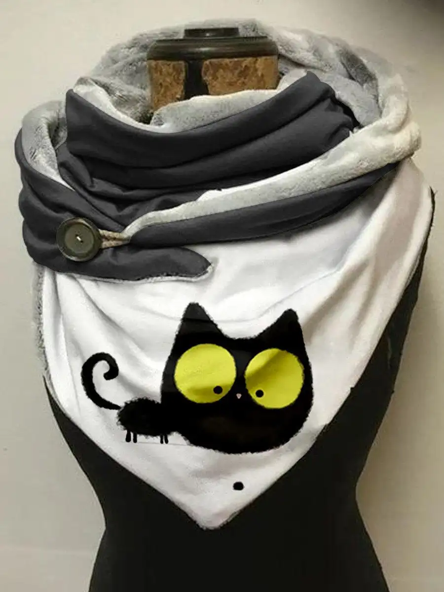 

Women's Funny Cat Printed Scarf