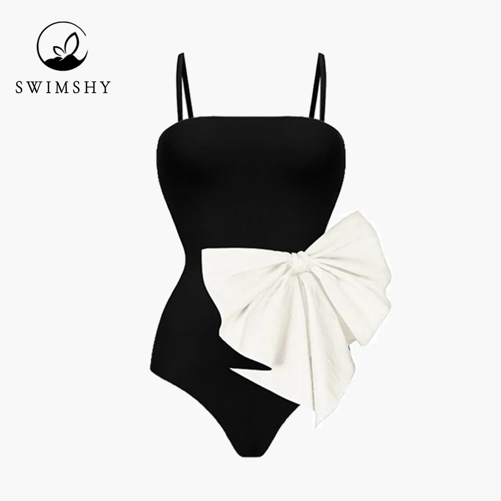 Fashion Bikinis 2023 Solid Color Bow Beachwear One Piece Swimsuits Push Up Women's Bathing Suit Vacation Beach Outfits Backless