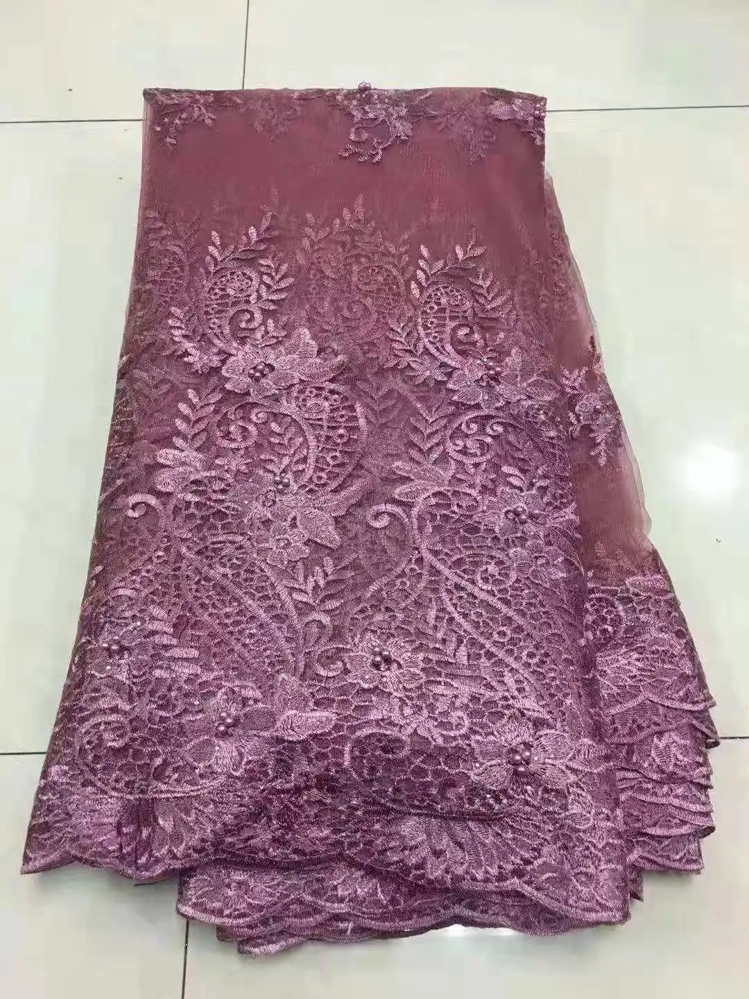 

2021 Latest African French Lace Fabric High Quality Embroidery Tulle Net Laces Fabrics with Stone for African Lace Dress ZJ208