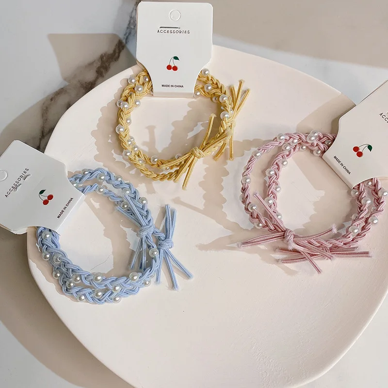 

Daby Girl Headband Headband For Kids Hand Braided Pearl Head Rope Hair Ring High Elasticity Fashion Accessories