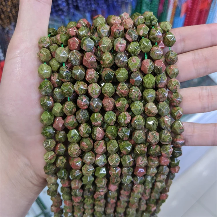 

Fahsion Trendy Natural Faceted Unakite Stone Round Loose Spacer Beads For Jewelry Making Bracelets DIY Earring Accessories Gift