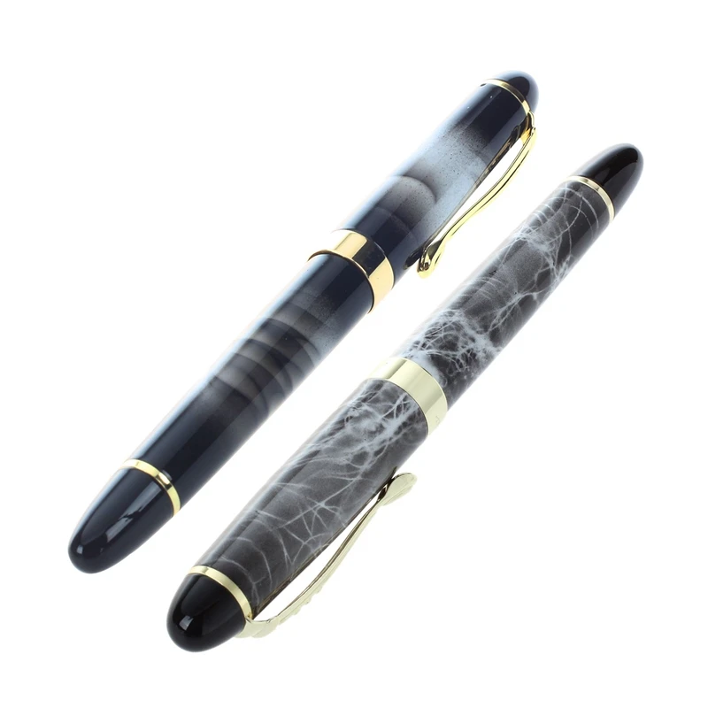 

2Pcs JINHAO X450 18 KGP 0.7Mm Broad Nib Fountain Pen Marble Gray & Dark Clouds