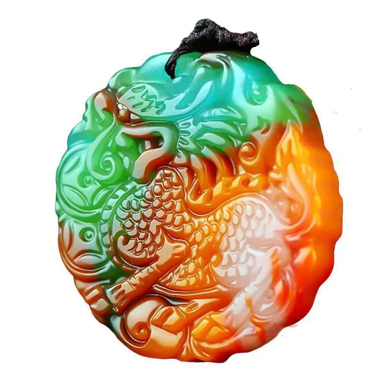

Natural Colorful Jade Unicorn Pendant Necklace Men Women Feng Shui Charms Chinese Jades Kirin Auspicious Beast Lucky Amulet Gift